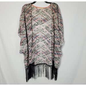 Maurices 0/1x Plus Black Fringe Cover Top